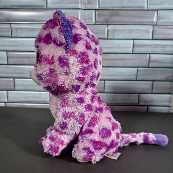 •Ty Inc Beanie Boo Plush Stuffed Animal Glamour-Pink Leopard Medium Length 9in - Picture 4 of 14